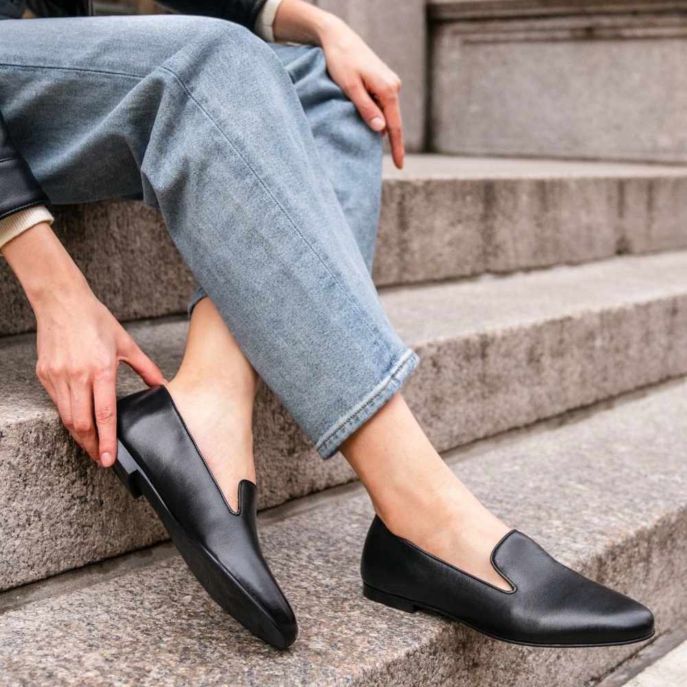 Birdies The Starling Black Leather Slip-On Loafers Size 8.5